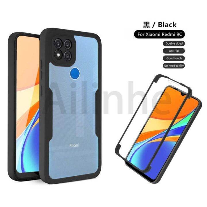 สำหรับ-xiaomi-redmi-9c-เคสโทรศัพท์360เต็มรูปแบบสองด้านโปร่งใสปกป้องโทรศัพท์กันกระแทก