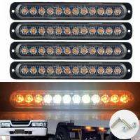 4x12LED Amber Strobe สีขาวรถบรรทุกอันตราย Beacon Flash เตือนฉุกเฉิน 12-24V