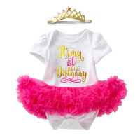 Baby Girls Half 1st 2nd years old Dress My First Birthday Letter Fluffy Tutu Dress+ Crown Headband Outfits Toddler Pink Dresses