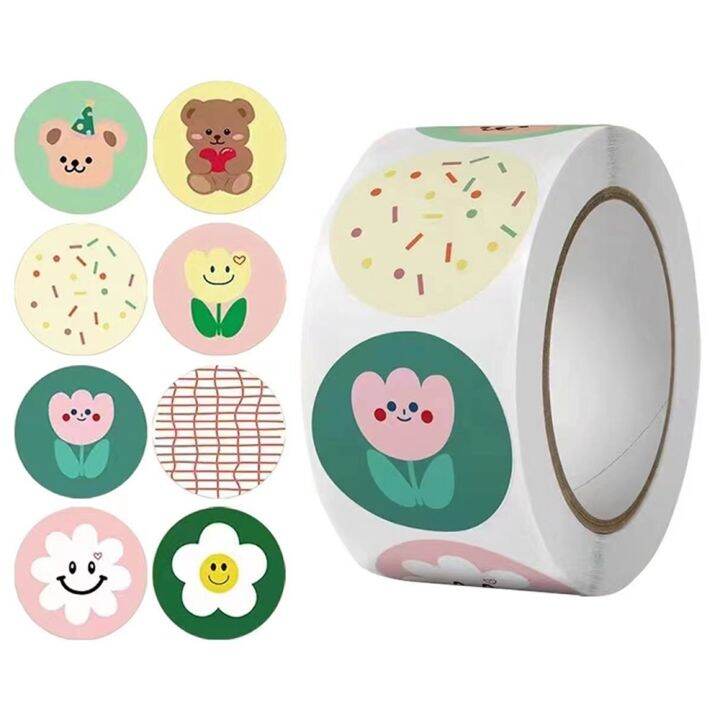 lz-100-500pcs-cute-cartoon-stickers-1inch-reward-sticker-round-rainbow-seal-labels-for-handmade-gift-packing-decor-kids