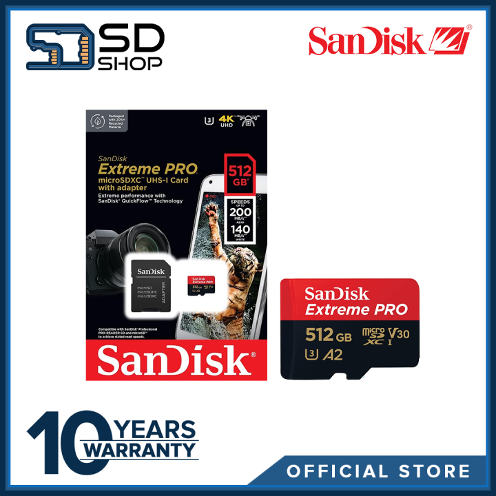 SanDisk 512GB Extreme microSDXC UHS-I/U3 A2 Memory Card with