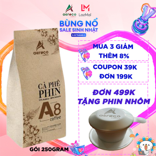 Gói 250g_cà phê a8 dạng bột pha phin aeroco coffee rang xay nguyên chất. - ảnh sản phẩm 1