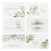 【YF】❄▽℡  6 Sets Thank you Gold Foil Invitation Greeting Cards with Envelopes Stickers Blank inside Postcard Folding