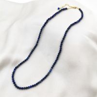 【DT】hot！ Faceted Lazuli Necklace Delicate Adjustable 14K Gold Filled Chains Stones Collier BOHO