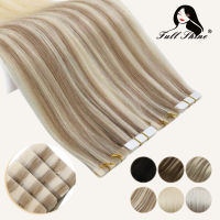 Full Shine Virgin Invisible Seamless Injection PU Skin Weft Hand Tied Tape In Adhesives Human Hair Extensions Blonde Color