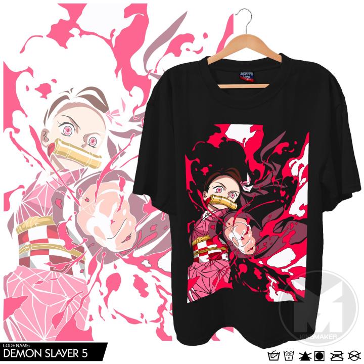 DEMON SLAYER Nezuko Kamado Design T-shirt with DTF (Direct to Film) Anime  Print Rubberized Quality Plain 80% Cotton 20% Polyester, Crew / Round Neck  for Casual Unisex Wear, fit Men Woman, Available