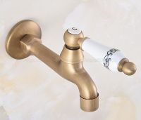 Wall Mounted Bathroom Mop Tap Vintage Brass Faucet Single Cold Water Tape for Kitchen Sink Mop Pool Toilet Cold Bibcock zav314