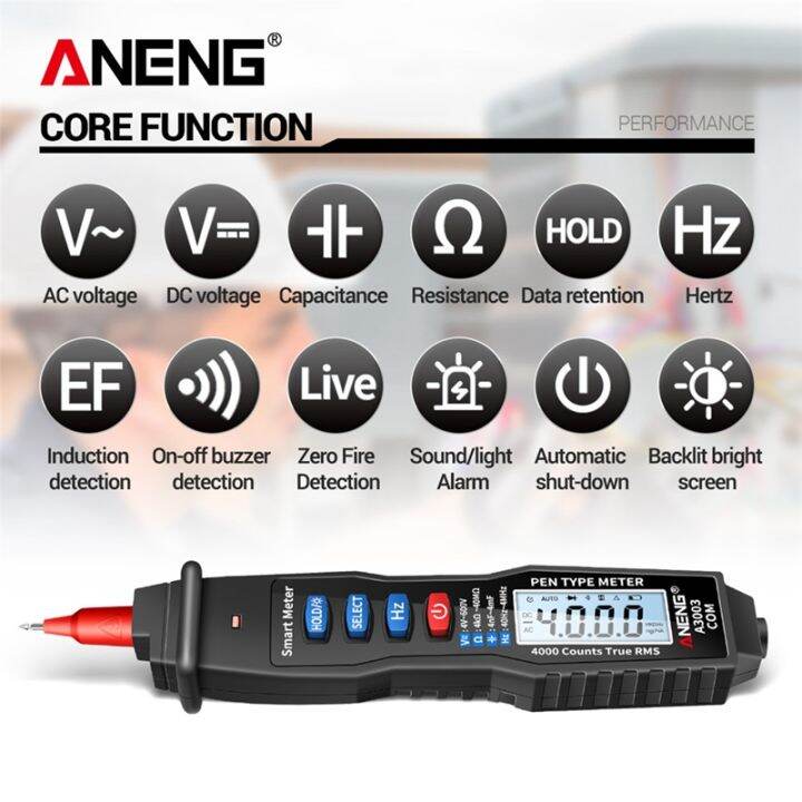 aneng-a3003-digital-multimeter-pen-type-meter-4000-counts-non-contact-ac-dc-voltage-resistance-capacitance-hz-tester-tool