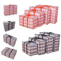 Reusable Portable Large Storage Bag Plaid Patterns Quilt Blanket Container Waterproof Moisture-proof Thick Zipper Closure Bag