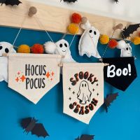 【YP】 Hocus Pocus boo Spooky Trick or Treat Pennant Flag happy eve party Fireplace Mantle wall Decoration