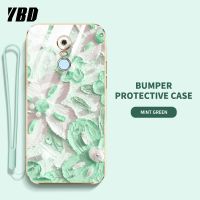 YBDเคสโทรศัพท์ดีไซน์ใหม่สำหรับ Xiaomi Redmi 5 Plus ชุบเคสภาพวาดน้ำมันเคสลายดอกไม้เคสแถมฟรีสายคล้อง