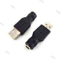 Female Jack To USB 2.0 Male Plug Female Jack 5V DC Power Connector Adapter for Laptop 5.5*2.1mm Black Color YB21TH