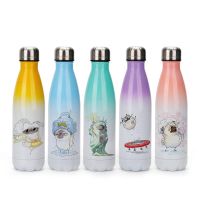 ►☫ Animal Cute Dog Printed Thermos Cup Vacuum Flask Water Bottle Stainless Steel Travel 500ml Gift Gradient Color