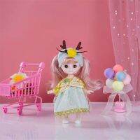 (Popular toys) แบรนด์ใหม่1/12น่ารักตุ๊กตา BJD กับเสื้อผ้า16เซนติเมตรหลายร่วมที่สามารถเคลื่อนย้ายผมหยิกยาวแฟชั่นชุดผ้าโพกศีรษะขึ้น Gi