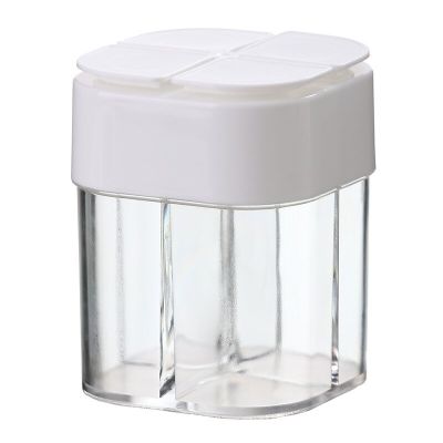 ；。‘【； 4 In 1 Camping Seasoning Jar With Lids Transparent Spice Dispenser 4 Compartment For Outdoor Cooking Q Salt And Pepper Shaker