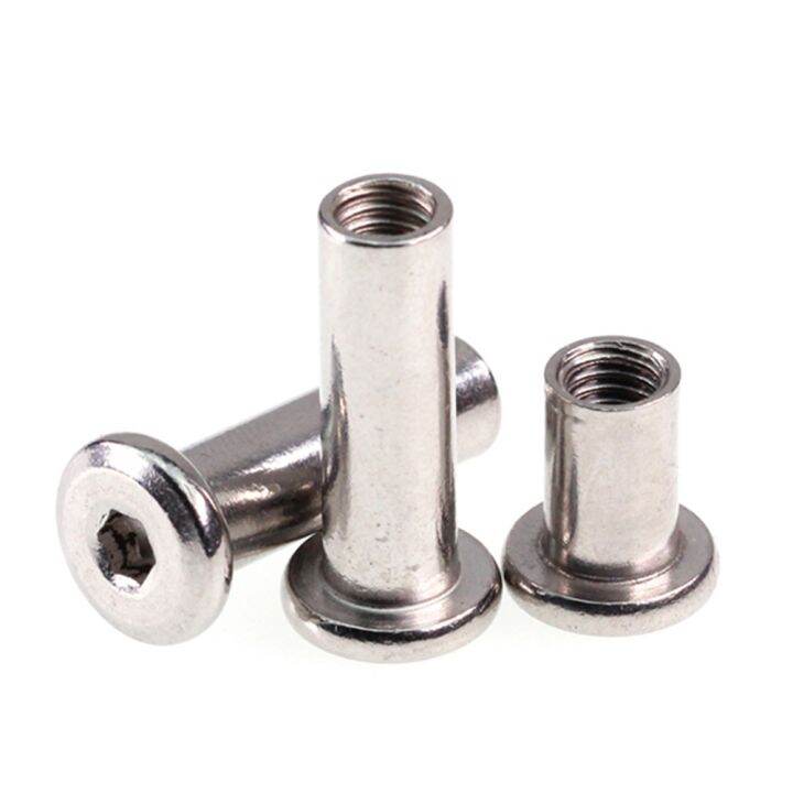 50pcs-lot-m4-m5-m6-m8-m10-stainless-steel-furniture-nut-plywood-dual-screw-fat-head-hexagon-socket-lock-nuts