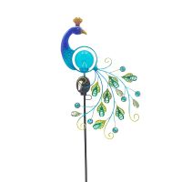 Solar Garden Lights Peacock Lights Metal Peacock Solar Stake Waterproof Landscape Path Lights for Patio Yard Decorations