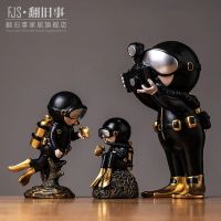 Korean Creative Black Resin Diver Figurines Craft Decorative Ornaments Home Living Room Desktop Decoration Accessories Gift Desk