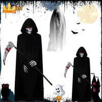 XYHKG สีดำสีดำ เครื่องแต่งกายฮัลโลวีน Grim Reaper กับถุงมือ กันลื่น ชุดเครื่องเก็บเกี่ยวผี ของขวัญของเล่นของเล่น อเนกประสงค์อเนกประสงค์ ชุดเสื้อคลุมเสื้อคลุม เด็กผู้ใหญ่และเด็ก