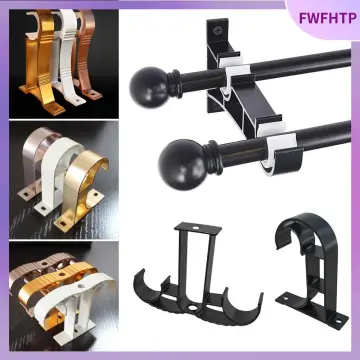 Curtain Rods Bracket Hanger Hook Rod Support Clamp Crossbar Fixing