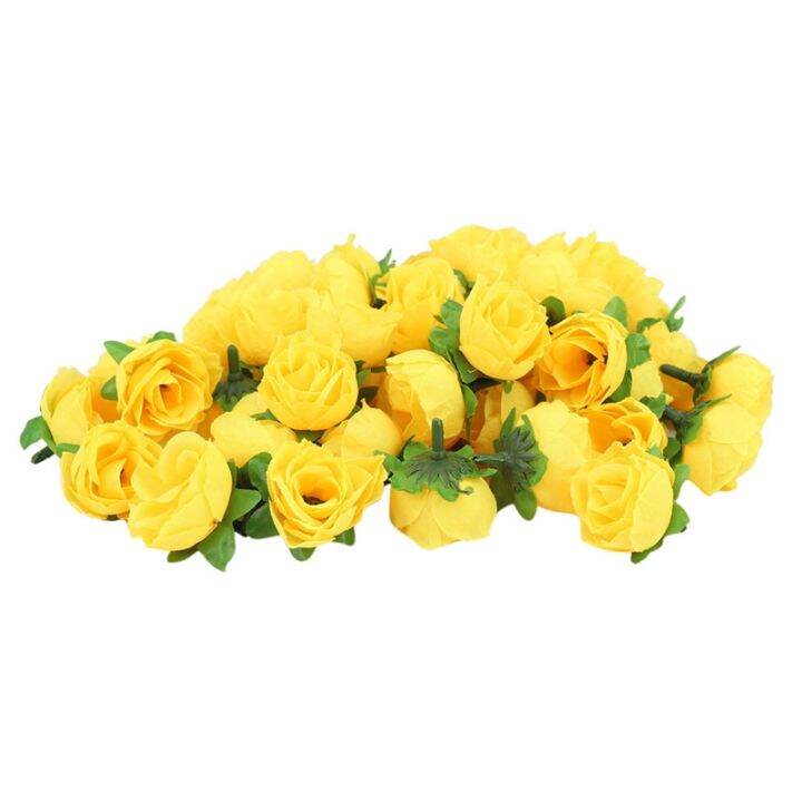 yellow-fabric-silk-artificial-rose-flower-heads-for-decoration-pack-of-100pcs