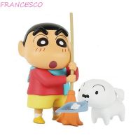 ☸ Francesco ตุ๊กตาฟิกเกอร์ PVC รูปชินจังจอมแก่น ขนาด 9 ซม. สีขาว สําหรับเด็ก