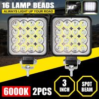 2ชิ้น3นิ้ว48W โคมไฟตัดหมอกสปอตไลท์ไฟบาร์ Led 6000K ไฟคำเตือนขับขี่สำหรับ4wd รถบรรทุก Suv Atv