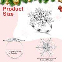 ชุด24 Rhinestone Snowflake Napkin Rings Bulk Metal Serviette Buckle Holder For Christmas Dinning Table Decorations