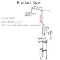 KEMAIDI ก๊อกน้ำฝักบัวชุบโครเมียมแบบสายฝนอ่างอาบน้ำฝักบัวแบบผสมชั้นวางของเดียวก๊อกผสมน้ำร้อนเย็น RU Daxiashouujujujujujj