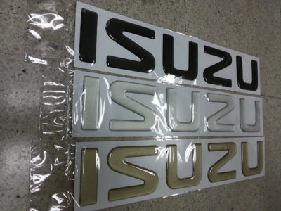 สติ๊กเกอร์แบบดั้งเดิม เทเรซิ่นนูน อย่างดี คำว่า ISUZU ติดท้าย อีซูซุ sticker ติดรถ แต่งรถ สวย