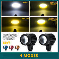 ไฟหน้ารถจักรยานยนต์ LED 9-80V ไฟสปอร์ตไลท์เสริมสีเหลืองและสีขาวกระจกมองหลังติด IP67กันน้ำสำหรับรถจักรยานยนต์เอทีวี4x4