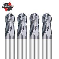 HAMPTON 4 Flute Ball Nose End Mill เครื่องตัดกัดคาร์ไบด์แข็ง4ฟัน CNC Finishing Machining R0.5-R8เครื่องมือตัดโลหะ