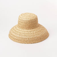 X285 Retro Flat Hat Top Drooping Brim Hand-woven Raffia Sun Cap Lafite Hat Lady Outdoor Sun-shading Beach Caps Panama Caps