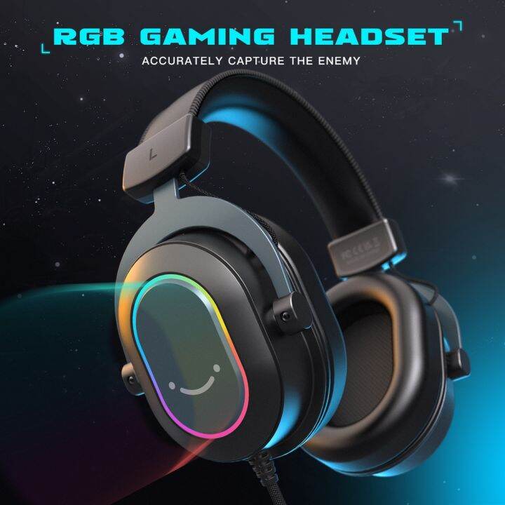 Fifine H6 RGB Gaming Headset with Microphone 7.1 Surround Sound Wired