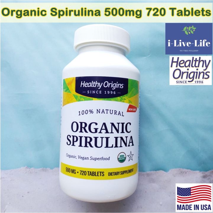 สาหร่ายสไปรูลิน่าออแกนิค-organic-spirulina-500-mg-720-tablets-healthy-origins-organic-vegan-superfood