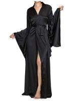 Fashion Sexy Pajama Dress Lingerie with Robe Long Sleeve Lace Nightgown with Belt Sleepwear Satin Women Bridesmaid Bathrobe