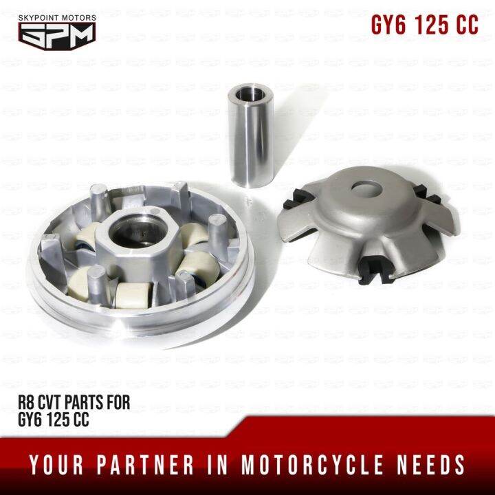 R8 MOTORCYCLE PULLEY SET FOR GY6 125 CC / CVT PARTS MADE IN THAILAND