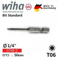 WIHA ดอกไขควงปาก TORX ปากดาว T6x50 แกน 1/4" รุ่น No.32302  Made in Germany