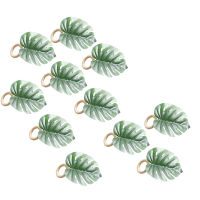 THLT9A Monstera Napkin Rings Set of 10, Faux Palm Tree Napkin Ring, Green Leaf Serviette Buckles Holder for Table Setting