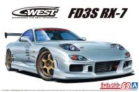 AOSHIMA FD3S 1/24 C-West Mazda RX-7ชุดสร้างหุ่นประกอบรถยนต์ของเล่นแบบคงที่สำหรับชุดของเล่น Hoy DIY