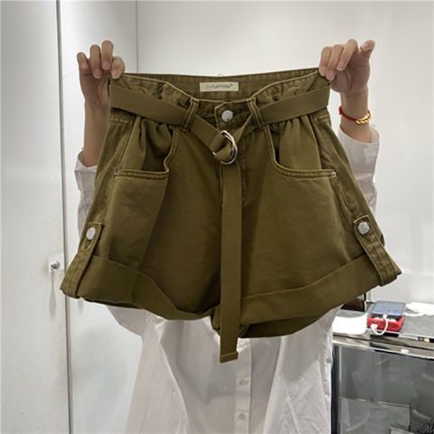cod-plus-size-high-waist-loose-denim-shorts-womens-cuff-a-line-wide-leg-pants