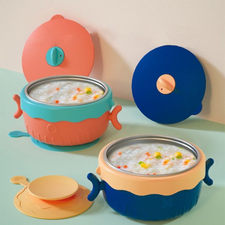 Baby Stainless Steel Thermal Bowl Toddler Tableware Dinnerware
