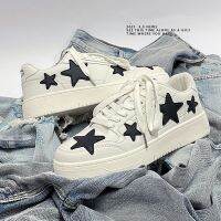 ✇◆﹍ HQ420 รองเท้าผ้าใบ All-match star สไตล์ฮ่องกง รองเท้าผู้หญิงสีขาวแบน