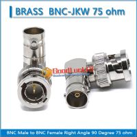 1X Pcs 75 ohm Q9 BNC Male to BNC Female Right Angle 90 Degree Nickel Plated Dual BNE Brass RF Connector Socket Adapter