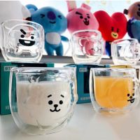 ❄✔ แก้วน้ำ แบบใส มีฉนวนกันความร้อน ลาย Bts Bt21 ขนาด 300 มล.