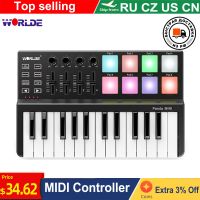 Vis2023 Then WORLDE Panda MIDI Keyboard Controller 25-Key Ultra-Portable USB MIDI Keyboard Connect Backlit Triggers ！ 1