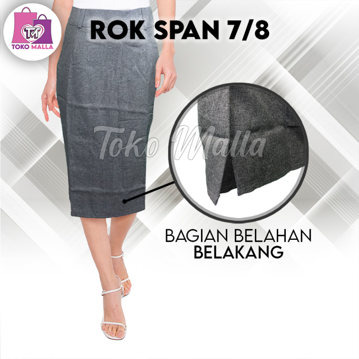 Rok Wanita Pendek Mini 7/8 Span Formal Bawahan Perempuan Rempel