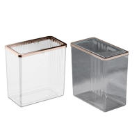 Slim Trash Can with Lid Small Rectangular Trash Bin with Lid Narrow Waste Basket Creative Trash Bin for Bathroom Craft Room Bedroom Kitchen Household boosted