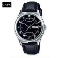 Velashop นาฬิกาข้อมือผู้ชายคาสิโอ Casio Standard สายหนัง รุ่น MTP-V006L-1B2UDF, MTP-V006L-1B2, MTP-V006L - สีดำ