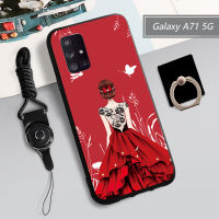 เคส TPU แบบนิ่มสำหรับ Samsung Galaxy A71แบบกล่องคลุมทั้งหมดเคสโทรศัพท์5G ฝามีที่ถือวงแหวนและเชือก